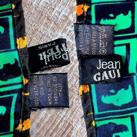 Vintage JEAN PAUL GAULTIER Negative Face Print Multi-Color Silk Scarf Unisex - Picture 6 of 8